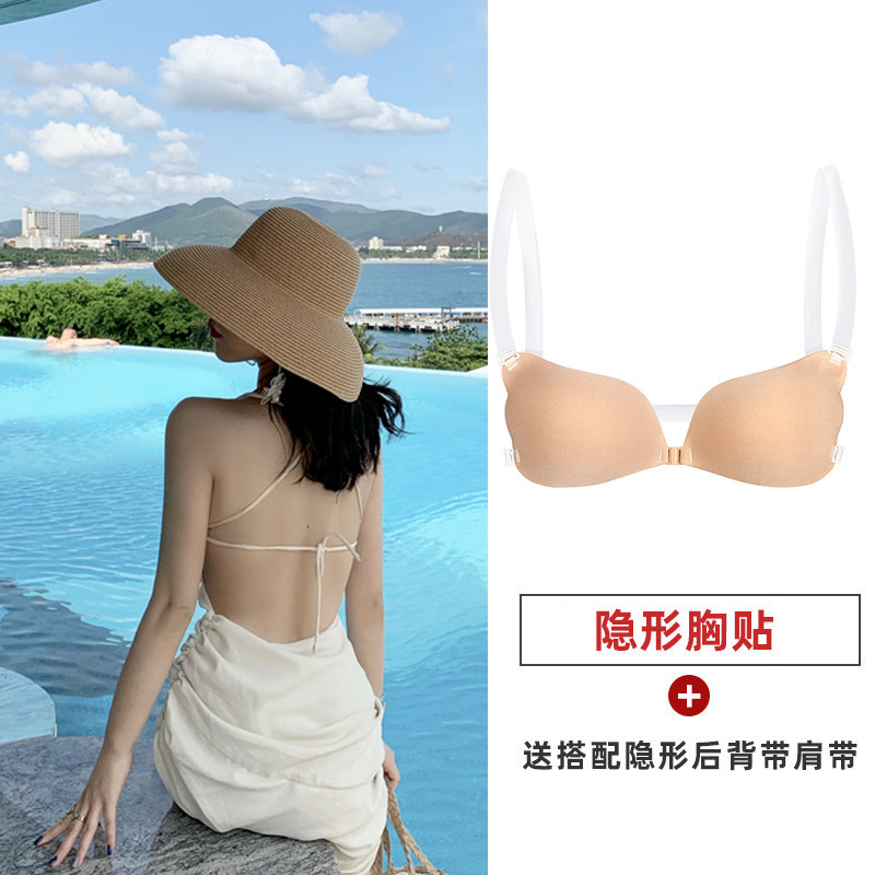 Suitable for dress special underwear large bras exposed back bra transparent shoulder strap chest