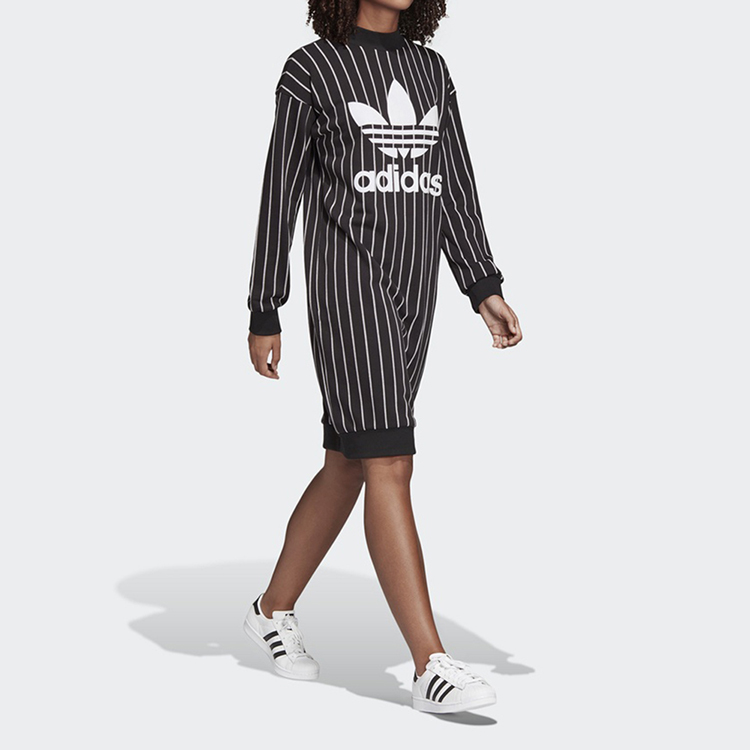 Adidas Adidas clover Womens 2019 mới lớn logo sọc dọc thể thao DY0877 - Trang phục thể thao bộ thể thao adidas nữ