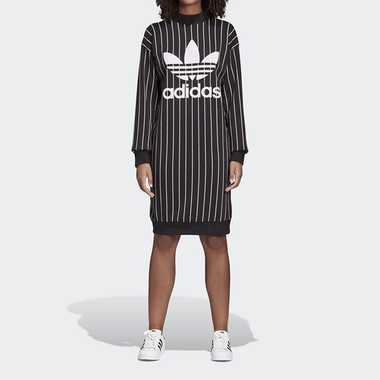 Adidas Adidas clover Womens 2019 mới lớn logo sọc dọc thể thao DY0877 - Trang phục thể thao bộ thể thao adidas nữ