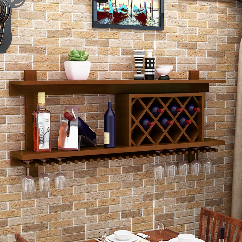 Solid Wood Wine Rack Wall Hanging Red Wine Rack Creative Wall