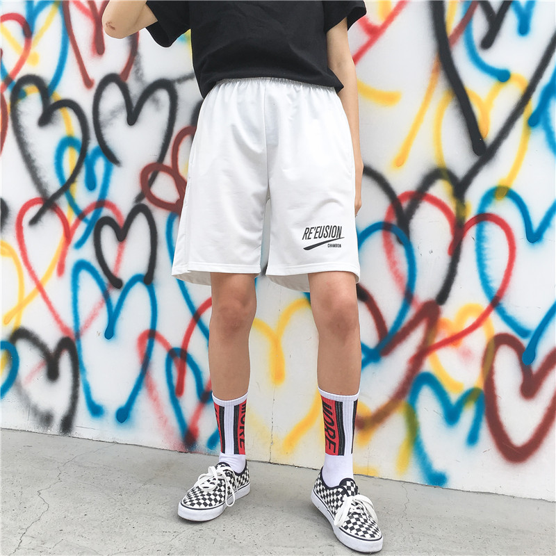 Mùa hè Hàn Quốc ins Harajuku BF gió sinh viên hoang dã năm quần lỏng ba thanh 5 quần ngắn thể thao cho nam và nữ quần short nữ thời trang
