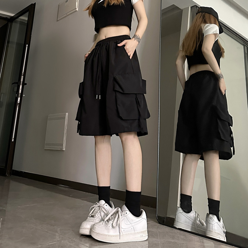 American Retro Work Shorts for Women, Summer Thin Loose Fit, Petite, Sporty Casual Straight Wide-Leg Knee-Length Shorts American Retro Work Shorts for Women, Summer Thin Loose Fit, Petite, Sporty Casual Straight Wide-Leg Knee-Length Shorts