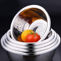 Thickened stainless steel drain basin Germany 304 round drain basin washing basket kitchen sieve Rice Rice filter Basin