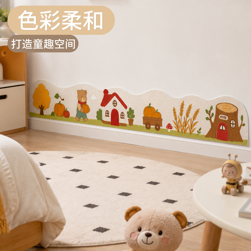 Autumn Pastoral Cottage Felt Anti-Collision Wall Stickers Bedroom Background Wall Anti-Collision Protective Wall Soft Panel Beautifying Decorative Wall Stickers