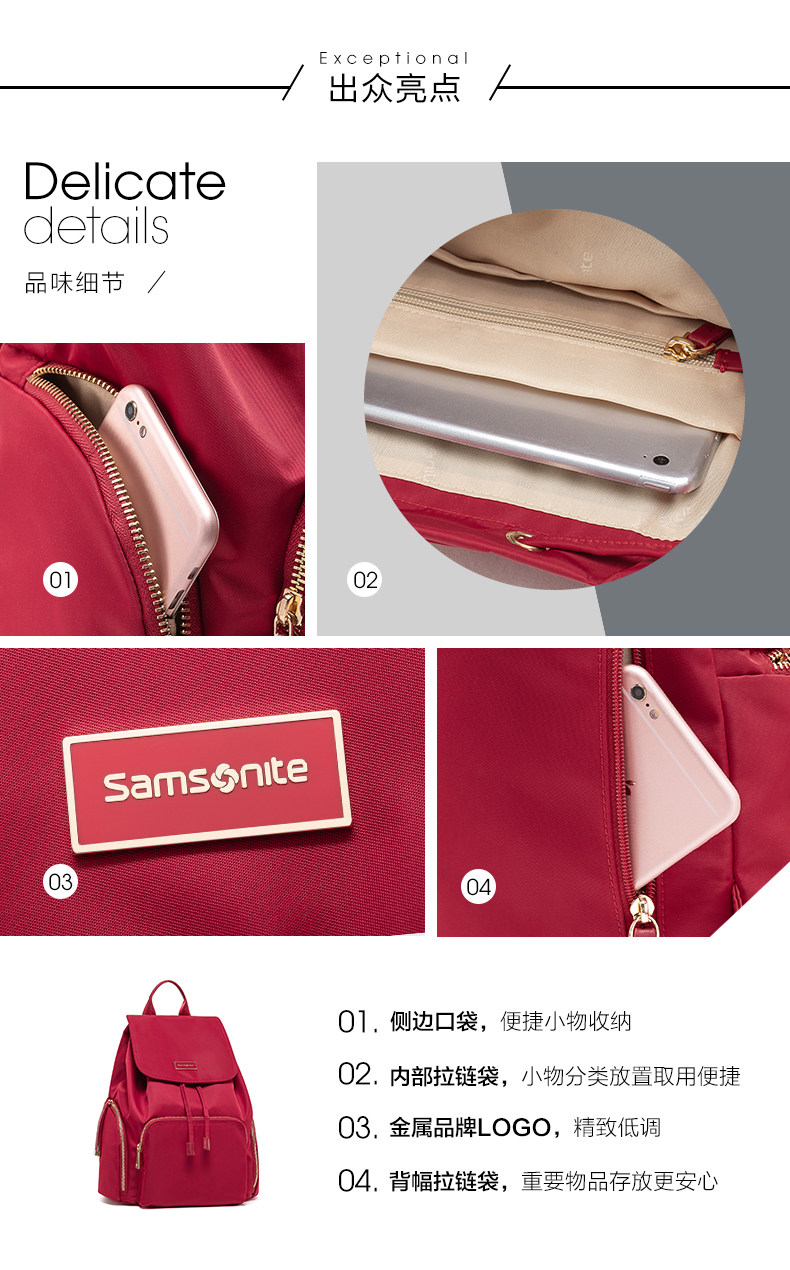 新秀丽 TQ4 巴宝莉相似款 女款时尚双肩包 图3