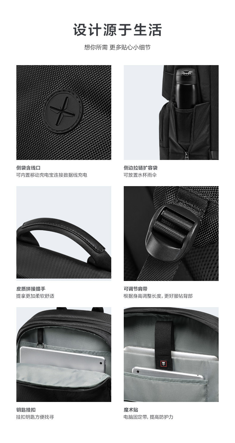新秀丽 男士 立体延伸多隔层 商务通勤电脑包 23.5L 图6