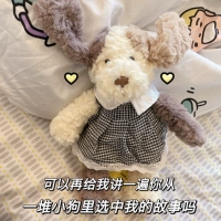 Кремовый щенок + черно -белое платье пледа