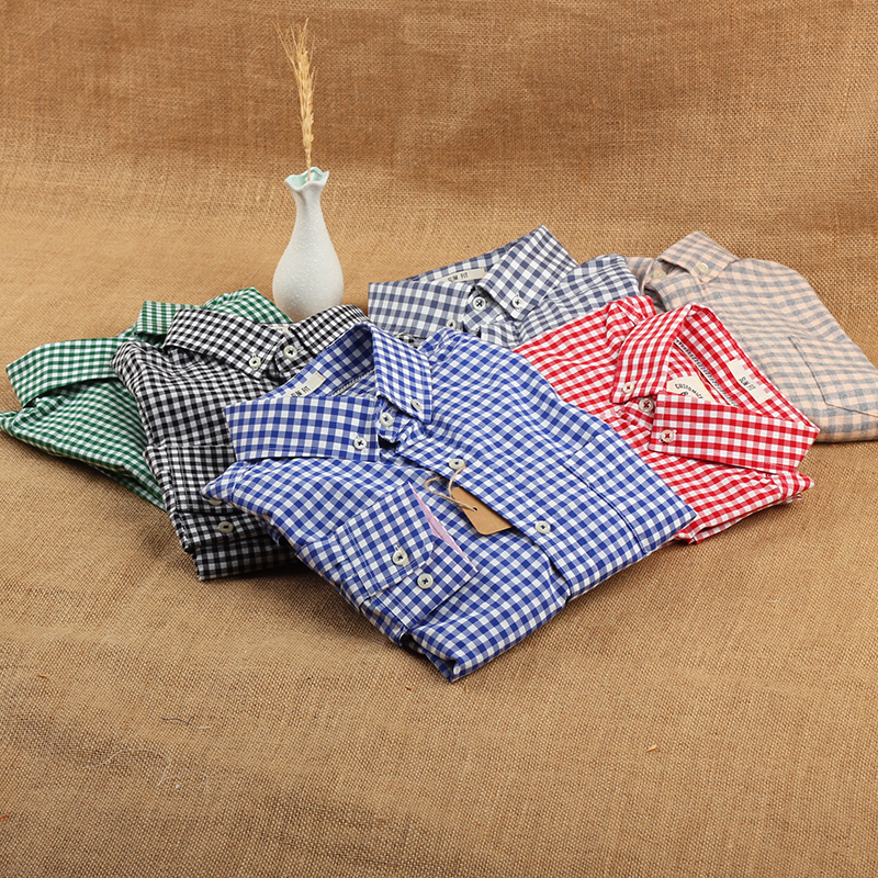 Blue and White Plaid Shirt, Unisex, Long-Sleeved, Pure Cotton, Casual, Versatile, Harajuku Bf Style, Japanese Retro