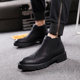 Brogue men's shoes autumn and winter plus velvet high-top leather shoes men's Martin boots British short boots Korean style trendy mid-top leather boots