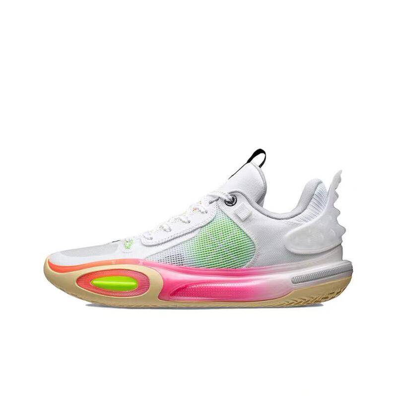 Li-Ning All-City Non-Slip Wear-Resistant Low-Top Basketball Shoes for Men, Black-Red, White-Pink