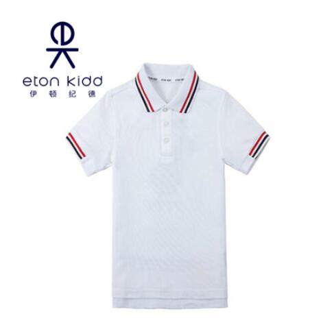 Eaton Gide College style unique striped collar summer men's and women's white short-sleeved T-shirt 10T036