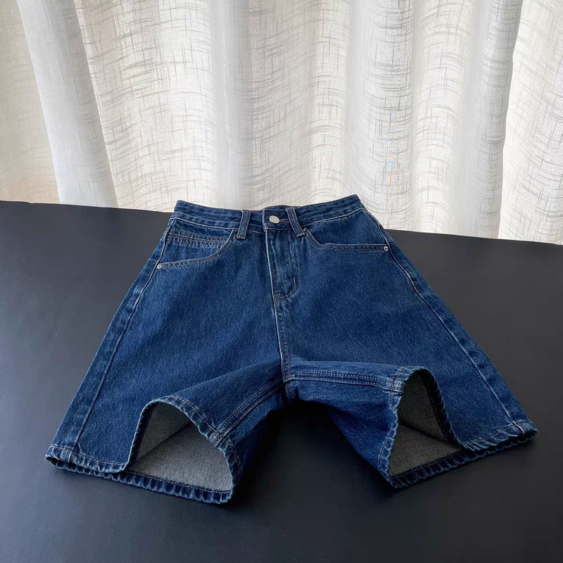 European and Korean Style 2026 Summer Dark Blue Mid-Length Shorts, Loose and Versatile, Refreshing Denim Shorts for Women, Trendy Straight-Leg European and Korean Style 2026 Summer Dark Blue Mid-Length Shorts, Loose and Versatile, Refreshing Denim Shorts for Women, Trendy Straight-Leg