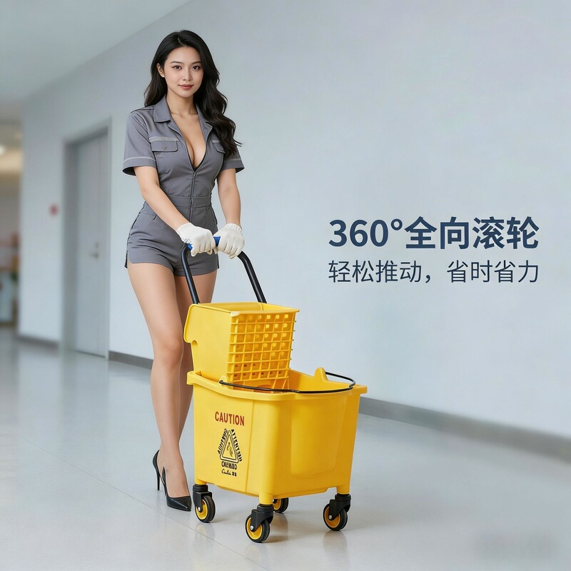 Commercial Water Squeezing Cart with Mop, Water Squeezing Basket, Mop Press, Hotel Mobile Wheeled Mop Bucket, Mop Bucket Commercial Water Squeezing Cart with Mop, Water Squeezing Basket, Mop Press, Hotel Mobile Wheeled Mop Bucket, Mop Bucket