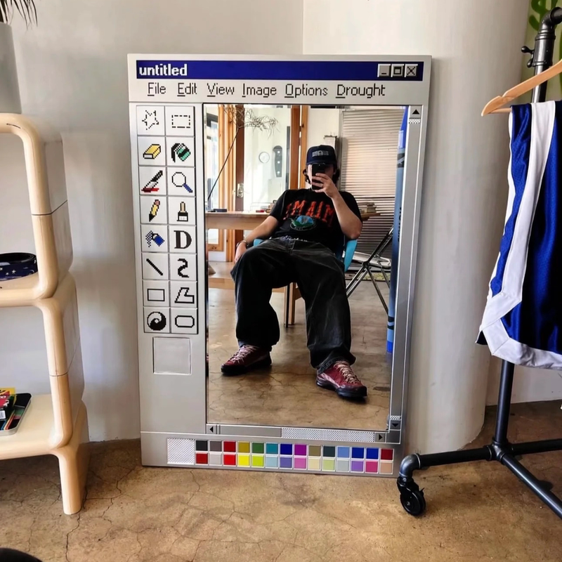 Creative Pixel Mirror Ins-Style Trendy Decorative Painting for Living Room Tabletop, Mirror Surface Niche Bedroom Floor-Standing Art