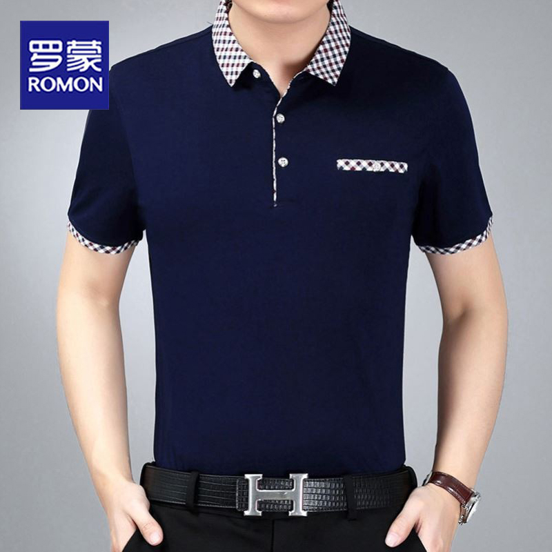 Rommon Short Sleeve T-shirt Men Summer Tide New Middle-aged Daddy Clothes Business Leisure POLO Shirt