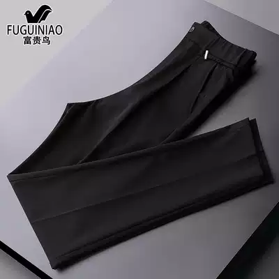 Rich bird men's summer casual pants men's gray small feet trousers men's slim elastic waistline light business long pants
