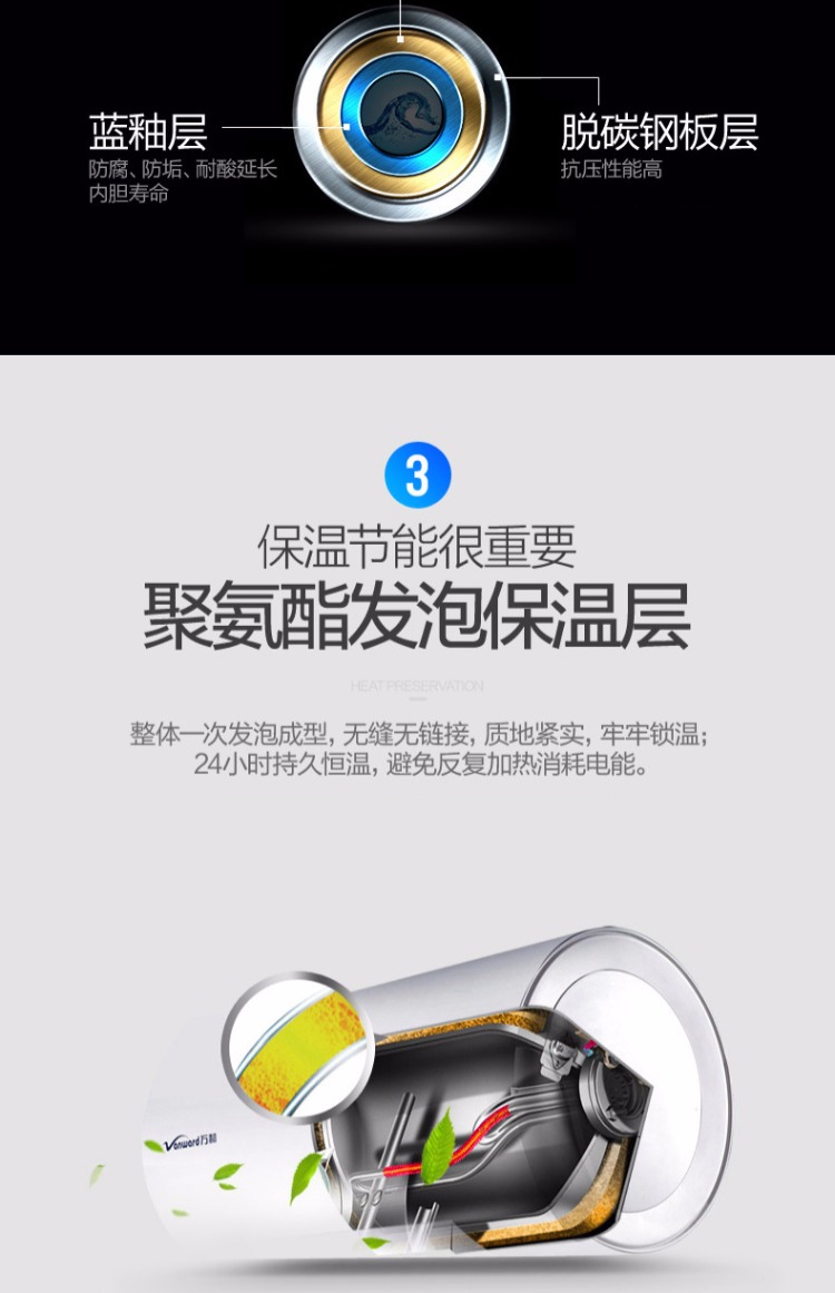 giá bình nóng lạnh ferroli Máy nước nóng điện Vanward / Wan và E40-Q1W1-22 tốc độ 40 lít vòi sen nước nóng nhỏ hộ gia đình 50 bình năng lượng mặt trời