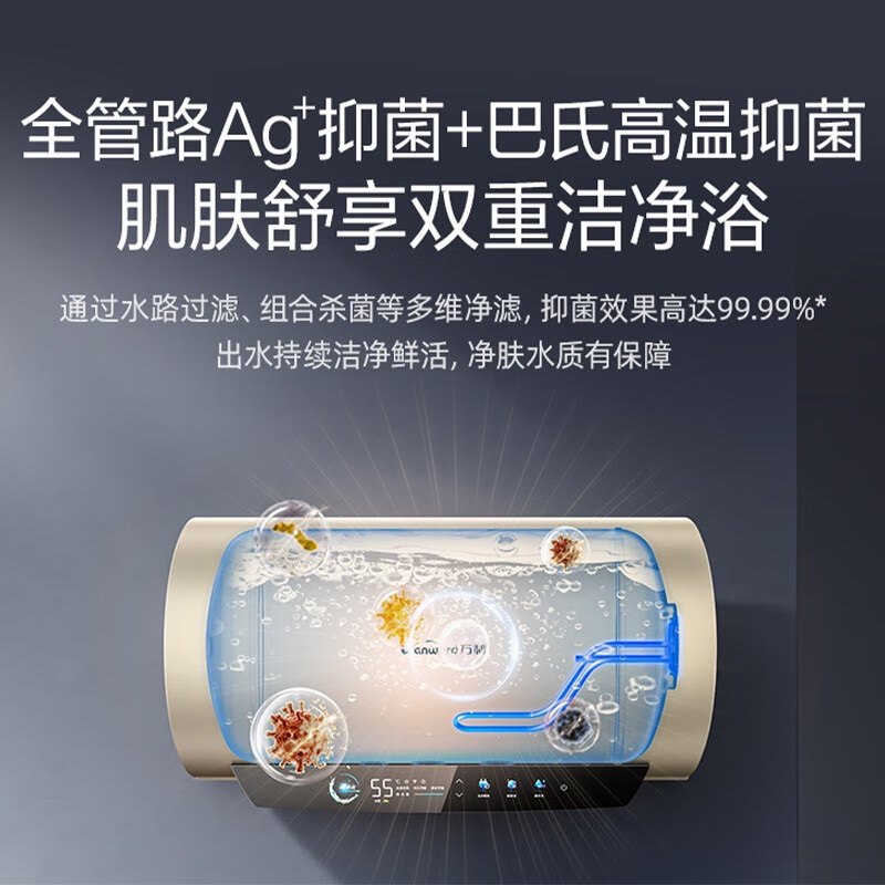 Wanhe 60-Liter Electric Water Heater, Fast Heating, Power-Off When Water Is Dispensed, 3300W, First-Class Energy Efficiency, Household Bathroom 80L Storage Type