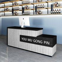 Vintage cashier Clothing store counter Small modern minimalist company front desk Reception desk table Solid wood coffee bar