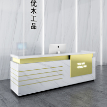 Simple modern cash register counter Corner clothing beauty salon Barber shop Training company reception desk Stainless steel