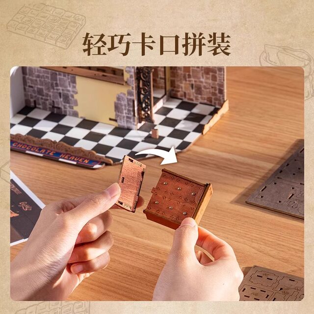 Rolife Ruolai handmade DIY hut Henry's chocolate shop miniature scene art house assembled building blocks for women