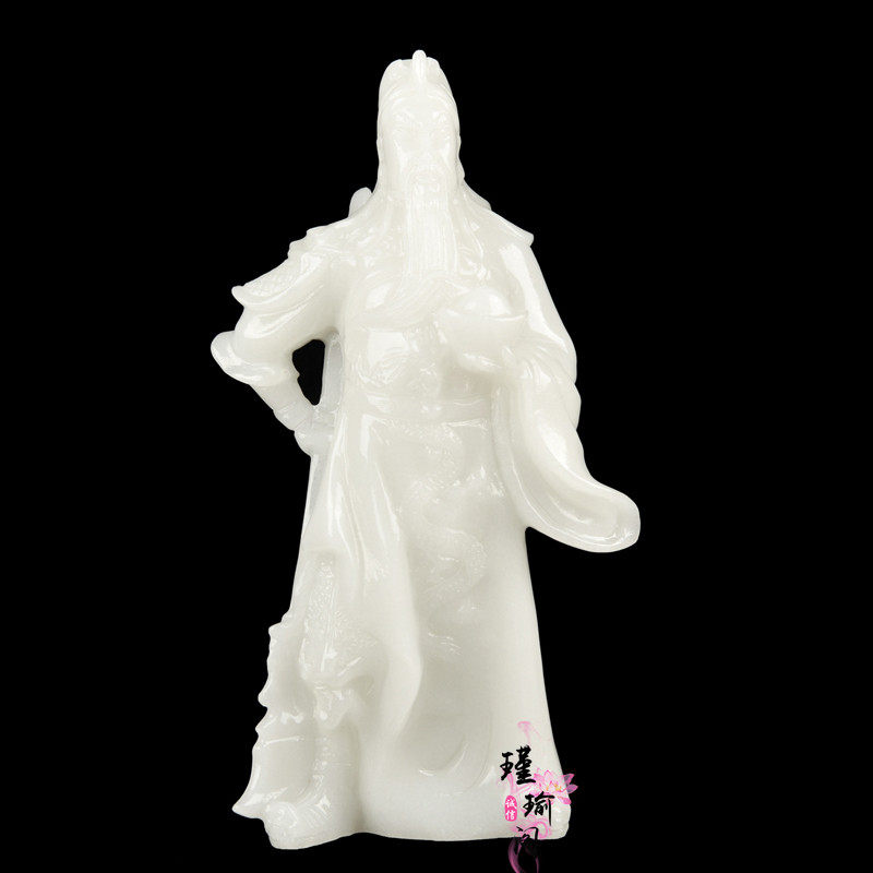 Natural Afghanistan White Jade Guan Public Swing Piece Jade Wucai God Zhongyi Guan Eru Family Residence Decoration Furnishing
