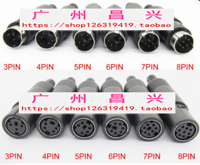 Mini S terminal plug socket MINI DIN3 Core 4 Core 5 Core 6 Core 7 Core 8 Core PIN Signal Power Plug