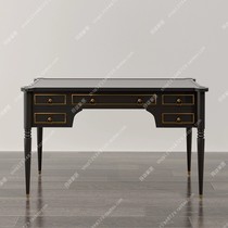 Nordic neoclassical solid wood black gold-painted desk and chair small apartment study desk home computer office desk and chair