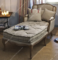 American country solid wood distressed chaise longue retro French style living room bedroom beauty couch balcony lounge chair lazy sofa