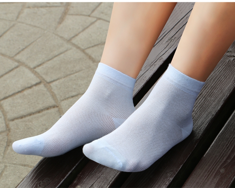 Langsha vớ nữ mùa hè vớ cotton siêu mỏng thoáng khí khử mùi ngắn ống cotton vớ mùa hè lưới nữ vớ mỏng - Vớ bông quần tất lót lông