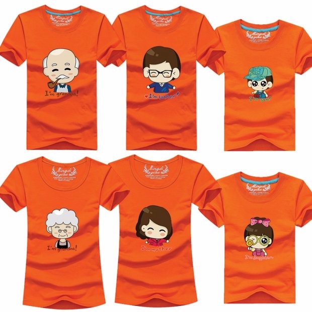 Áo dài mùa hè cho cha mẹ và con một gia đình ba mùa hè 2018 Cha mẹ trẻ em nửa tay hoạt hình cotton Áo phông ngắn tay cha mẹ-con shop quần áo trẻ em