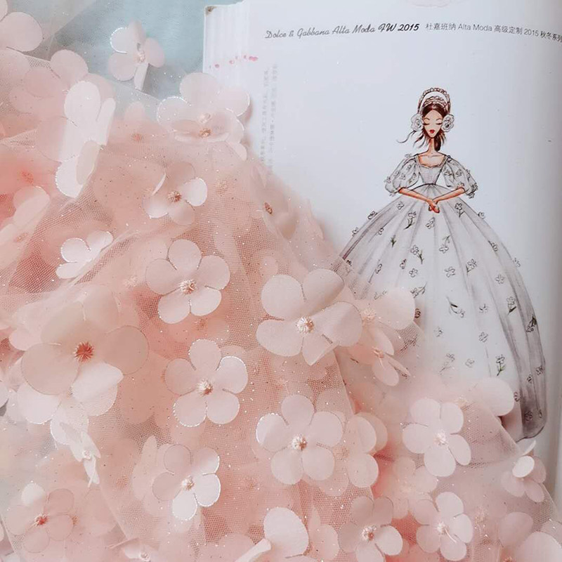 Multi-colour lace flower accessories Cubic handmade diy creative children clothing wedding dress with applie fabric fabric