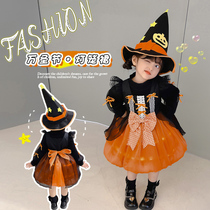 Girl Halloween Costume Pumpkin Princess even dress child cosplay witch girl acting party gown