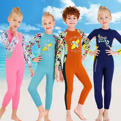 New 2 5MM warm diving suit boys and girls one-piece long sleeve sunscreen swimsuit