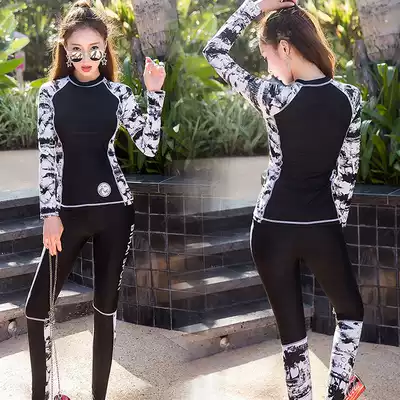New diving suit female two-piece sunscreen long sleeve quick-drying swimsuit slimming trousers Korean snorkeling suit jellyfish coat