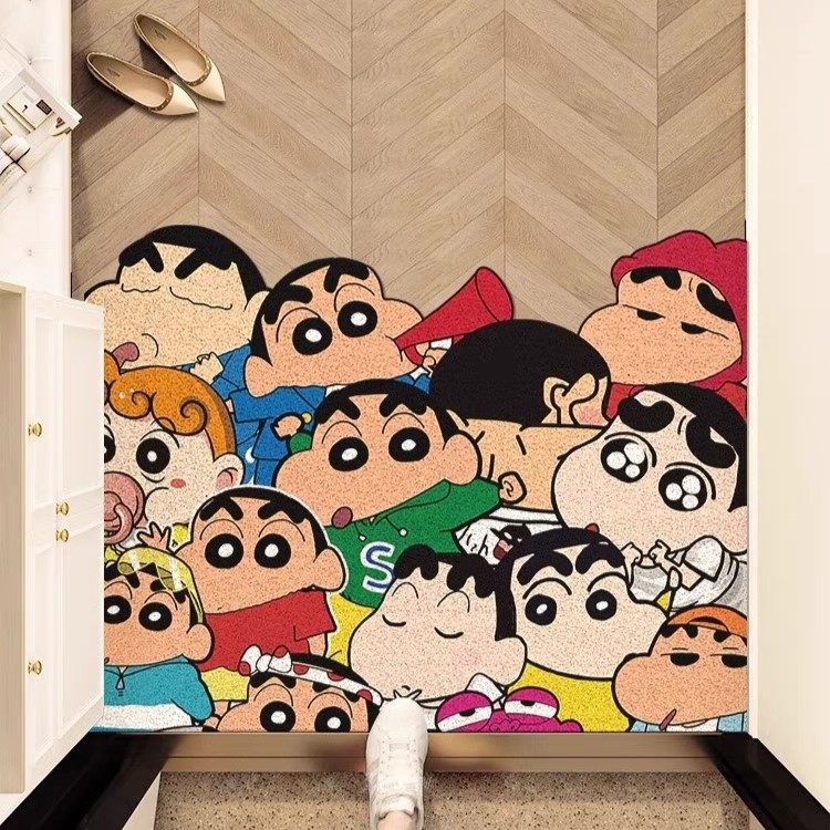 Classic special-shaped crayon Shin-chan entrance door mat wire ring foot mat entrance dust-removing and dirt-resistant household cartoon mat can be cut
