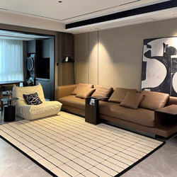 Simple plaid carpet black and white high-end light luxury living room sofa coffee table mat cloakroom bedroom bedside carpet thickened