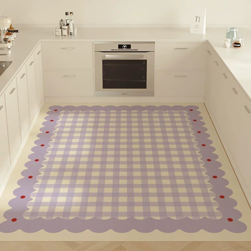 New lattice four-season kitchen special waterproof and oil-proof floor mat, non-slip and scrubbable PVC large-area floor mat