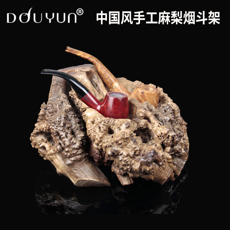 DOUYUN pipe rack seat Ma pear pimple Wood root tumor rat pear wood handmade multi-seat pipe rack ornaments