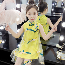 Girls dress 2021 new summer dress Western style net red childrens Hanfu retro style skirt little girl princess dress