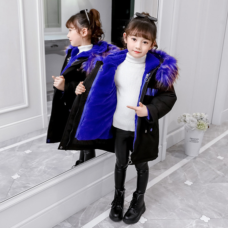 Girls' pie overcomes the trend of 2019 new Western style girls' waist and detachable liner children's warm imitation fur coat