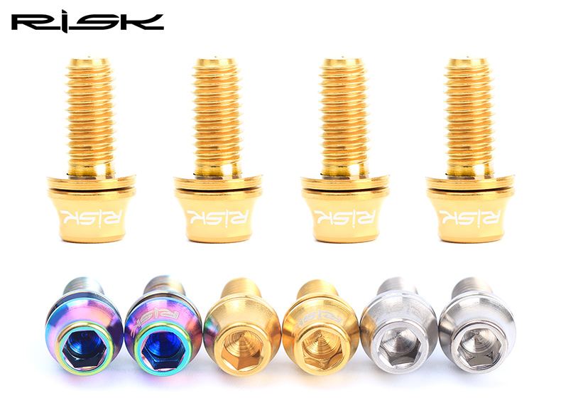 RISK Mountain Road Bike Carbon Fiber Kettle Rack Color Titanium Alloy Screw M5x12mm Cone Head With Spacer