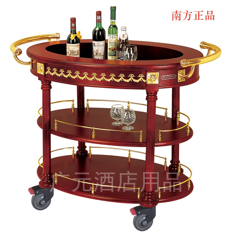 Hotel dining room Dining Car Wood Triple Wine Water Car Tea Water Car Refreshment Cake Car 4S Store Mobile Small Cart