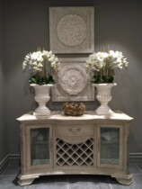 art furniture Renaissance imprint oak solid wood carved floral cabinet - side cabinet - made American replication ancient wine cabinet custom