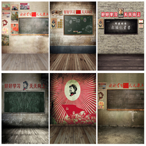 New indoor photography background military uniform red Star theme photo background cloth Good learning every day up background cloth