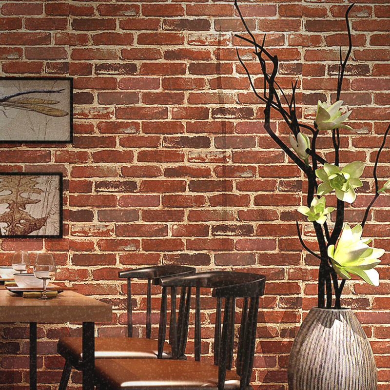 Retro nostalgic 3D three-dimensional imitation brick brick brick wallpaper Cafe bar Restaurant cultural stone red brick wallpaper