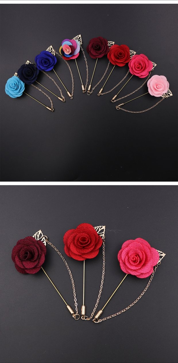 Trang sức Hàn Quốc Vải phù hợp với hoa trâm cài với chuỗi hoa hồng nam phù hợp với pin ghim cài áo vest nam cao cấp