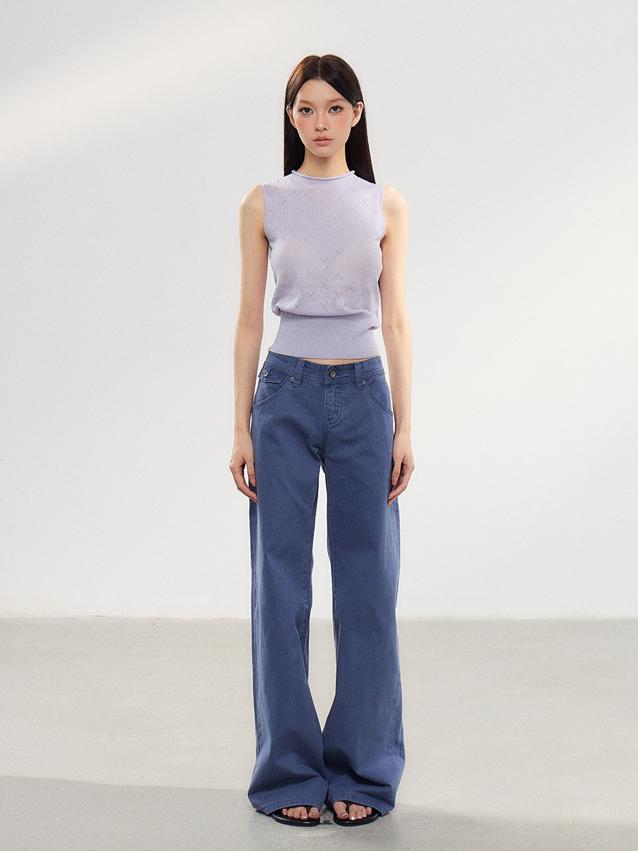 WITHMIN Dark Blue Low-Rise Straight-Leg Jeans