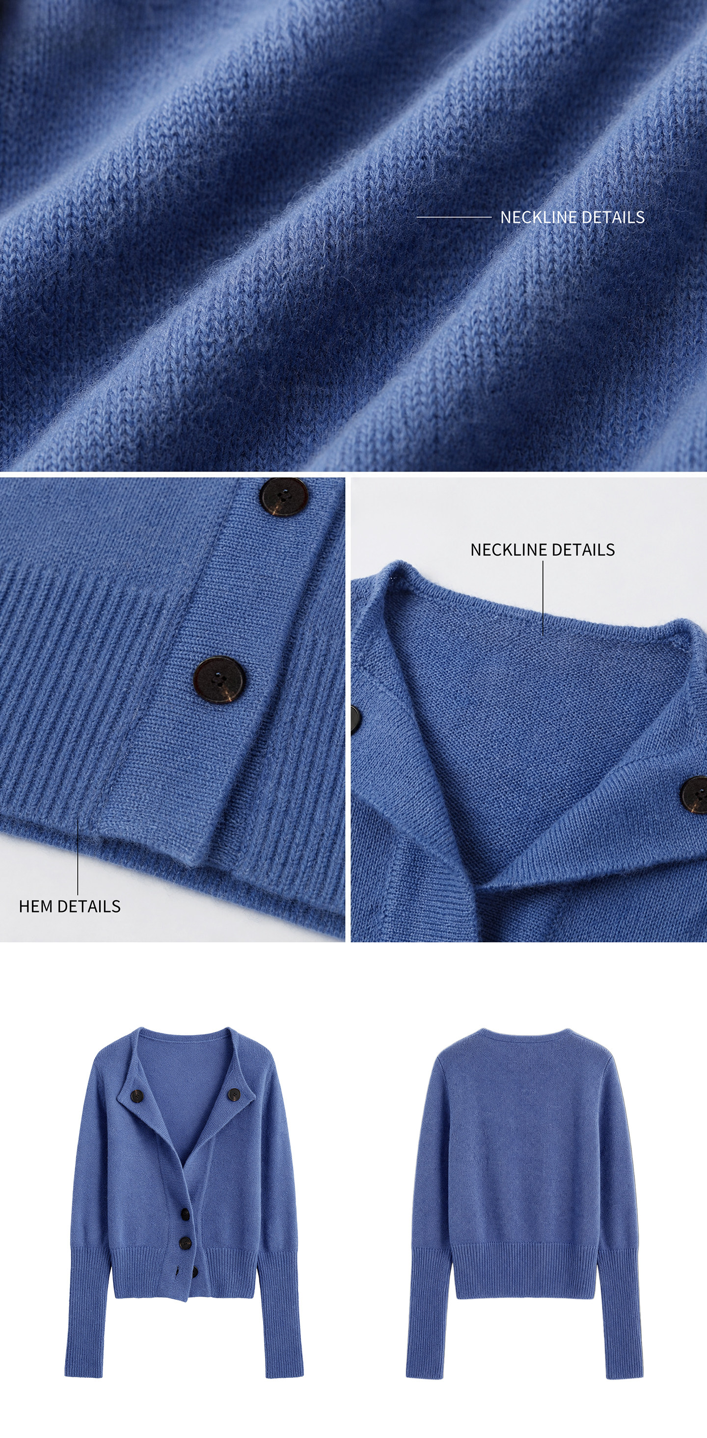 WITHMIN Blue Open-Front Cardigan
