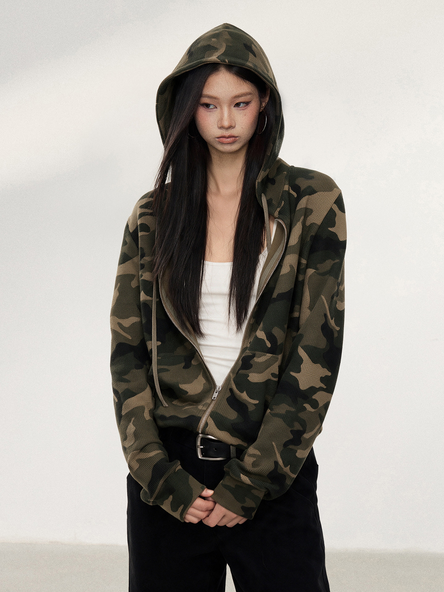 WITHMIN Camouflage Zip-Up Hoodie